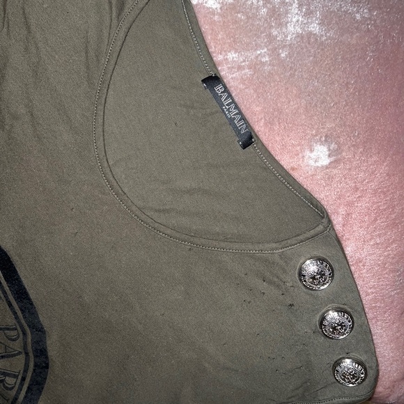 Balmain Green Cotton Jersey Velvet Crest - Picture 5 of 9